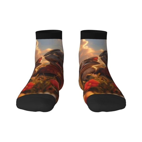 Fuzoiu Cat Dog Friendship Print Adult Socks, Crew Moisture-wicking Socks, Unisex Cushion Crew Socks,Casual Sports Ankle Socks