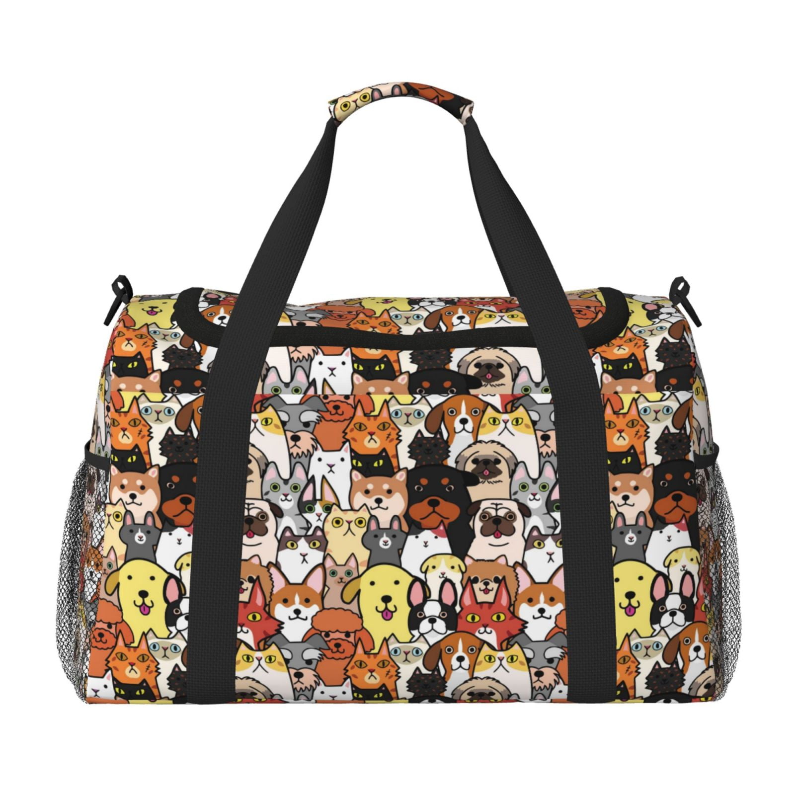 Fuzoiu Cats & Dogs Group Print Travel Duffle Bag,Carry On Tote Bags,Duffel Bag,Sport Gym Bag, Hospital Bag for Labor and Delivery, Overnight Bag,Luggage Bag