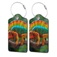 thumbnail image 1 of Fuzoiu Chameleon Print Premium Leather Luggage Tag,Travel Accessory,Luggage Tag for Suitcase Baggage Handbag Travel Bag,Name Card & Privacy Cover-2 PCS, 1 of 5