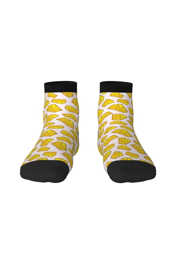 Cheese Print Adult Socks, Crew Moisture-wicking Socks, Unisex Cushion Crew Socks,Casual Sports Ankle Socks