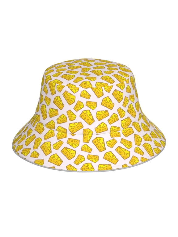 Cheese Print Reflective Bucket Hat,Outdoor Hat for Men and Women,Bucket Hat for Travel Fishing Hunting Summer Camp