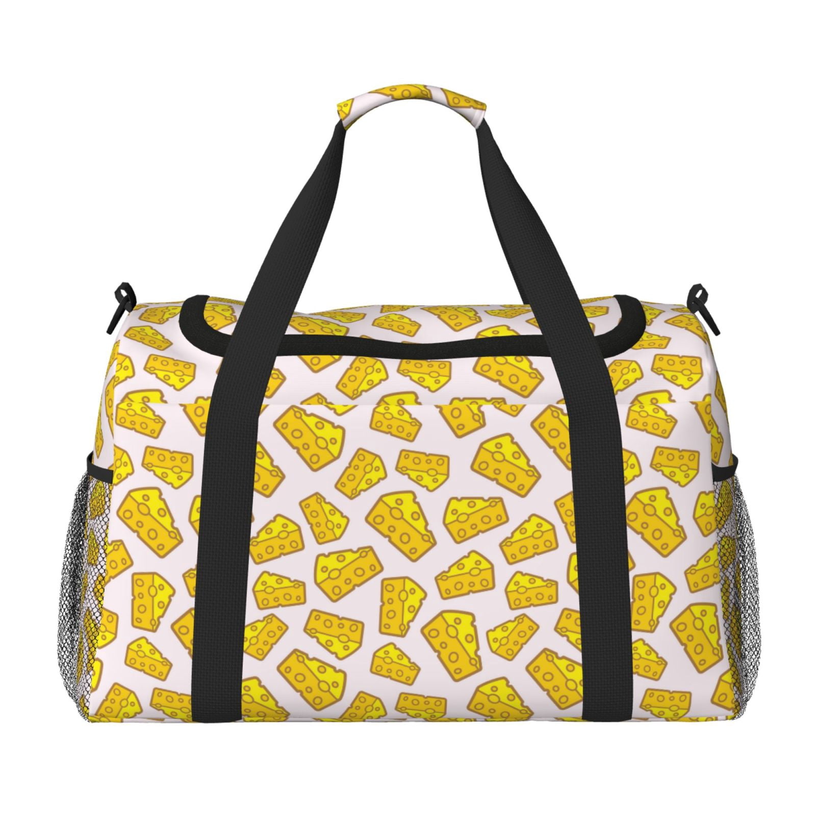 Fuzoiu Cheese Print Travel Duffle Bag,Carry On Tote Bags,Duffel Bag,Sport Gym Bag, Hospital Bag for Labor and Delivery, Overnight Bag,Luggage Bag