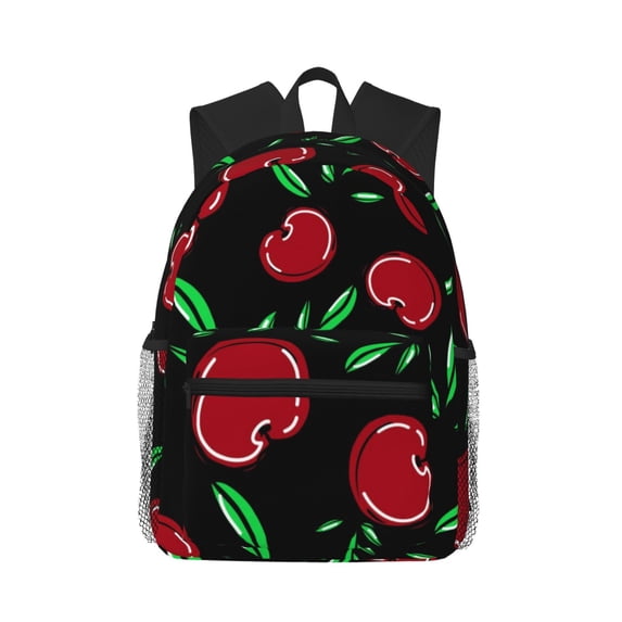 Fuzoiu Cherry Print School Backpack for Teens,Large Bookbag,Lightweight Laptop Bag for Travel, Work, School & Outdoor Adventures