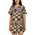 thumbnail image 1 of Fuzoiu Chess Board With Pawns Print Women's Short-Sleeved Pajama Set,Lounge Sleepwear Set,Womens Pajama Sets 2 Piece,Button-Up Top and Shorts with Pockets-XX-Large, 1 of 7