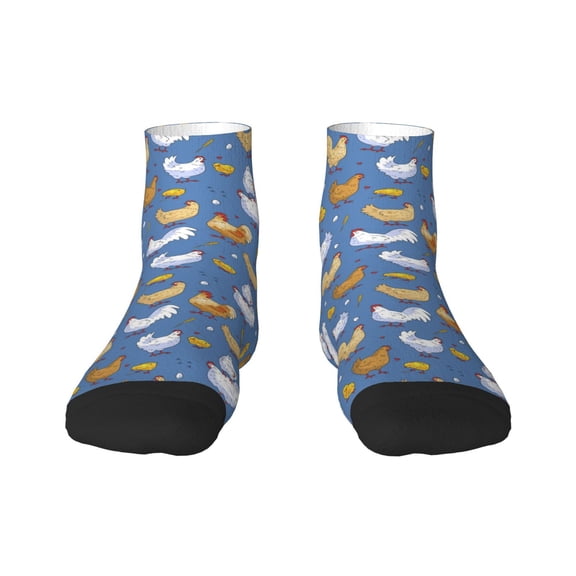 Fuzoiu Chicken Family Print Adult Socks, Crew Moisture-wicking Socks, Unisex Cushion Crew Socks,Casual Sports Ankle Socks