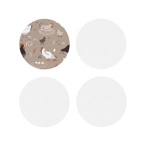 Fuzoiu Chicken Print Leather Coasters Set,Drink Coasters Set of 4,for Tabletop Protection, Durable PVC Coasters,Home Décor and Housewarming Gift-Round Shape