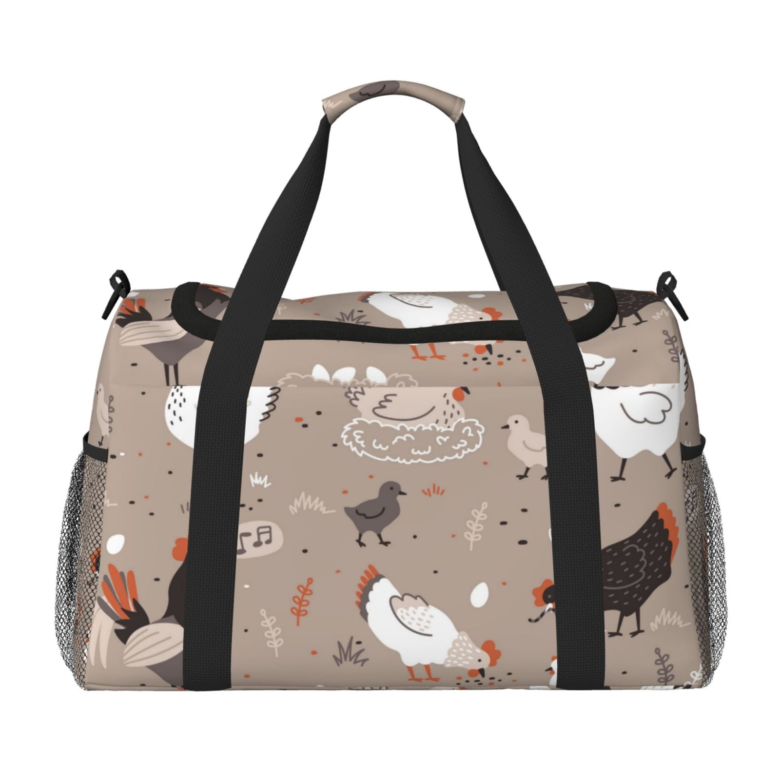 Fuzoiu Chicken Print Travel Duffle Bag,Carry On Tote Bags,Duffel Bag,Sport Gym Bag, Hospital Bag for Labor and Delivery, Overnight Bag,Luggage Bag