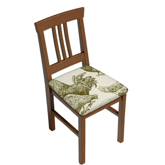 Fuzoiu Chickens Print Square Cushion Cover,Couch Cushion Covers, Stretch Seat Slipcover for Dining Chairs, Banquets, and Home Decor-Six Piece