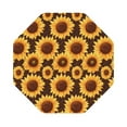 thumbnail image 1 of Fuzoiu Chocolate Plaid Sunflower Print Leather Coasters Set,Drink Coasters Set of 6,for Tabletop Protection, Durable PVC Coasters,Home Décor and Housewarming Gift,Octagon, 1 of 7