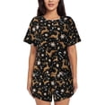 thumbnail image 1 of Fuzoiu Christmas Cookie Reindeer Print Women's Short-Sleeved Pajama Set,Lounge Sleepwear Set,Womens Pajama Sets 2 Piece,Button-Up Top and Shorts with Pockets-4X-Large, 1 of 7
