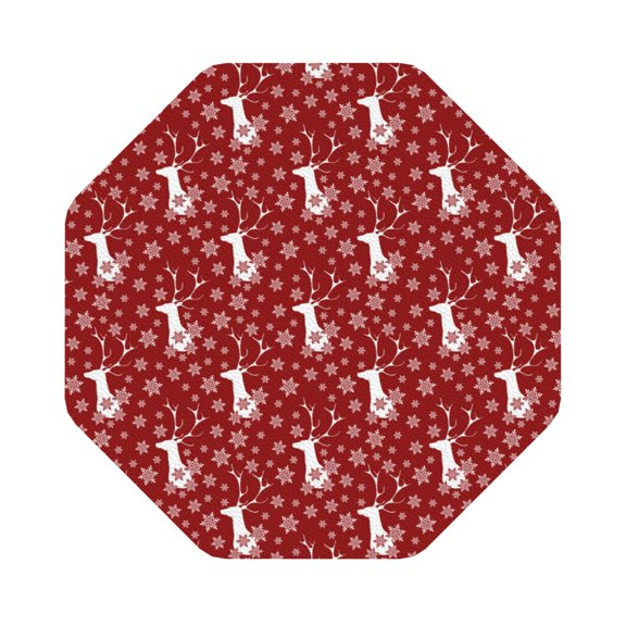 Fuzoiu Christmas Deer Head Print Leather Coasters Set,Drink Coasters Set of 6,for Tabletop Protection, Durable PVC Coasters,Home Décor and Housewarming Gift,Octagon