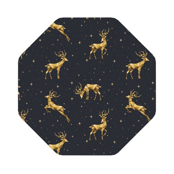 Fuzoiu Christmas Deers Print Leather Coasters Set,Drink Coasters Set of 6,for Tabletop Protection, Durable PVC Coasters,Home Décor and Housewarming Gift,Octagon