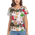 thumbnail image 1 of Fuzoiu Christmas Gingerbread Cookies Print Women's Classic V-Neck T-Shirt, Short Sleeve V Neck Tees for Casual Everyday Wear,Casual Fit Tee,Summer Fashion Tops-Medium, 1 of 5
