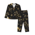 thumbnail image 1 of Fuzoiu Christmas Gold Deers1 Print Women's Long-Sleeved Pajama,Lounge Button Down Nightwear,Womens Notch Collar Pajama Set-Large, 1 of 7