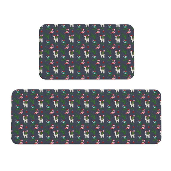 Fuzoiu Christmas Party Print Kitchen Floor Mat 2 Sets,Kitchen Rugs and Mats,,Non Skid Waterproof Kitchen Floor Mat for Kitchen,Home Office,Sink,Laundry