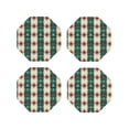 thumbnail image 1 of Fuzoiu Christmas Snowflakes Plaid Print Leather Coasters Set,Drink Coasters Set of 4,for Tabletop Protection, Durable PVC Coasters,Home Décor and Housewarming Gift-Octagon, 1 of 6
