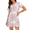 thumbnail image 1 of Fuzoiu Christmas Snowflakes Print Women Nightgowns, Soft Comfy Lightweight Short Sleeves Sleepwear,Crew Neck Loungewear, 1 of 6