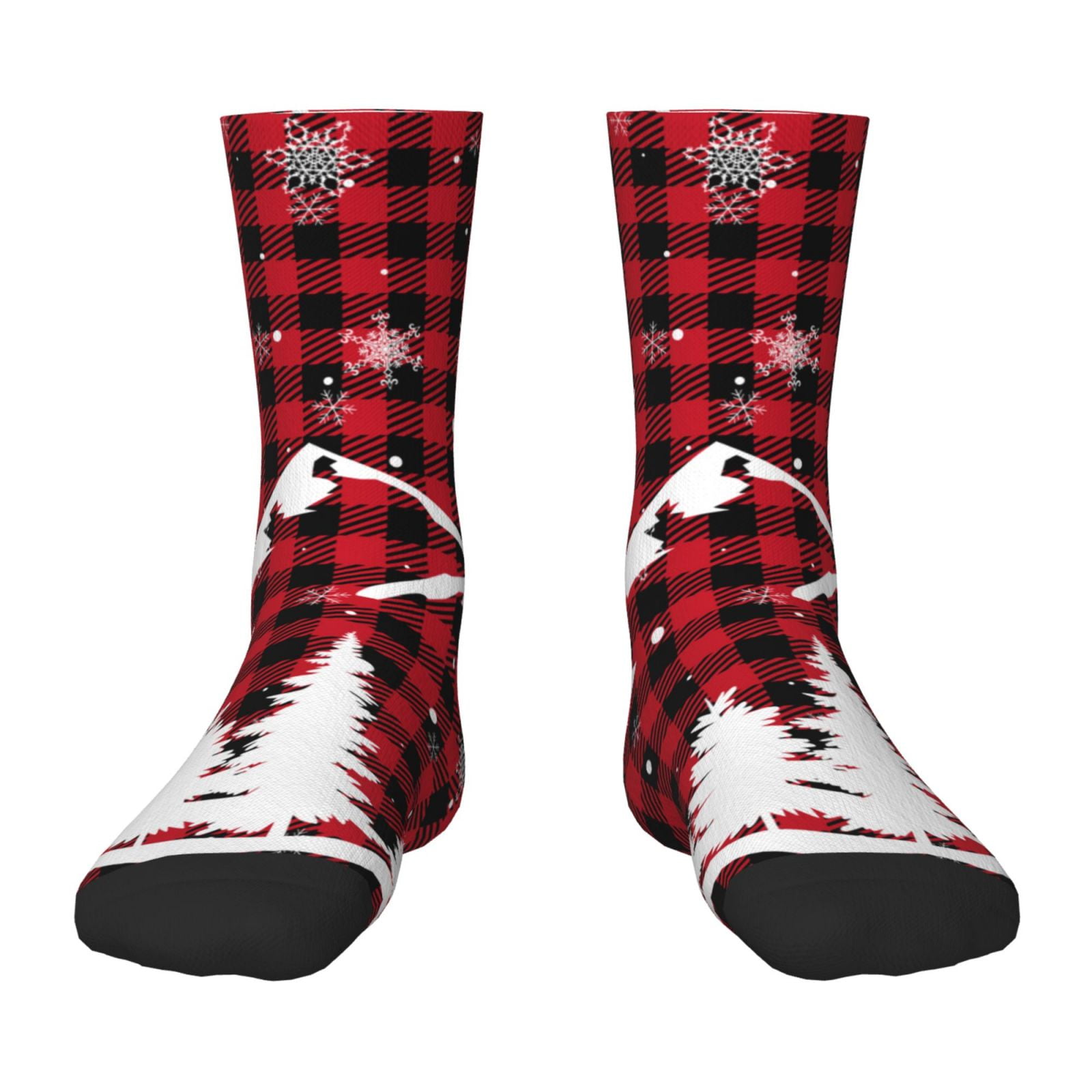 Fuzoiu Christmas Tree Buffalo Plaid Print Kids Socks For Boys Girls ...