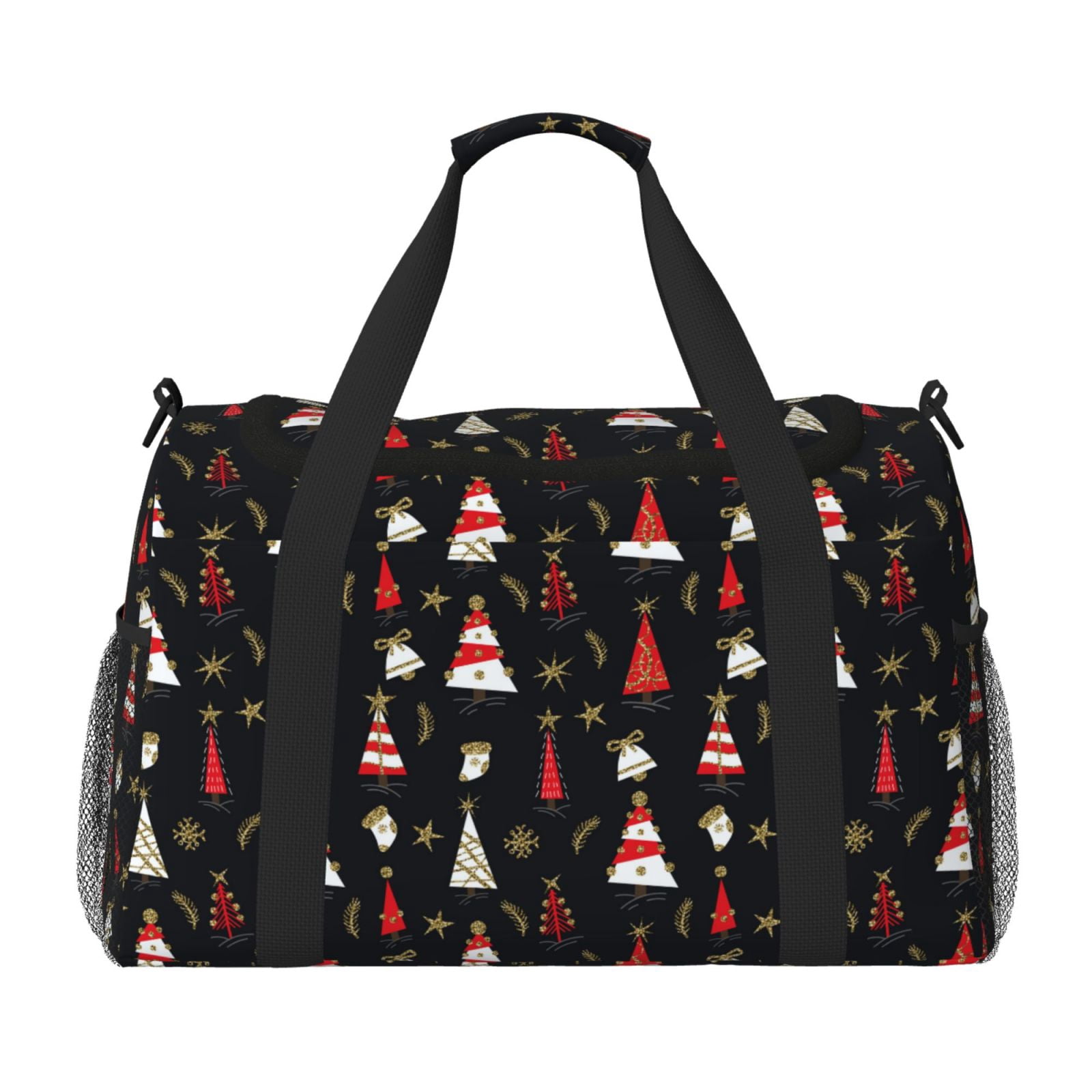 Fuzoiu Christmas Tree and Gold Socks Print Travel Duffle Bag,Carry On Tote Bags,Duffel Bag,Sport Gym Bag, Hospital Bag for Labor and Delivery, Overnight Bag,Luggage Bag