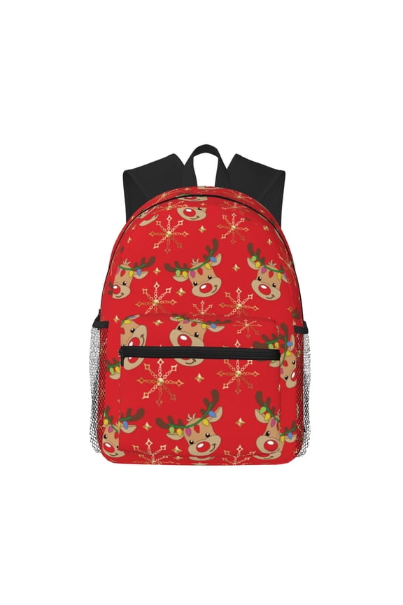 Christmas With Cute Deer Print School Backpack for Teens,Large Bookbag,Lightweight Laptop Bag for Travel, Work, School & Outdoor Adventures