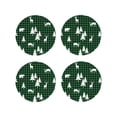 thumbnail image 1 of Fuzoiu Christmas tree green plaid Print Leather Coasters Set,Drink Coasters Set of 4,for Tabletop Protection, Durable PVC Coasters,Home Décor and Housewarming Gift-Round Shape, 1 of 6