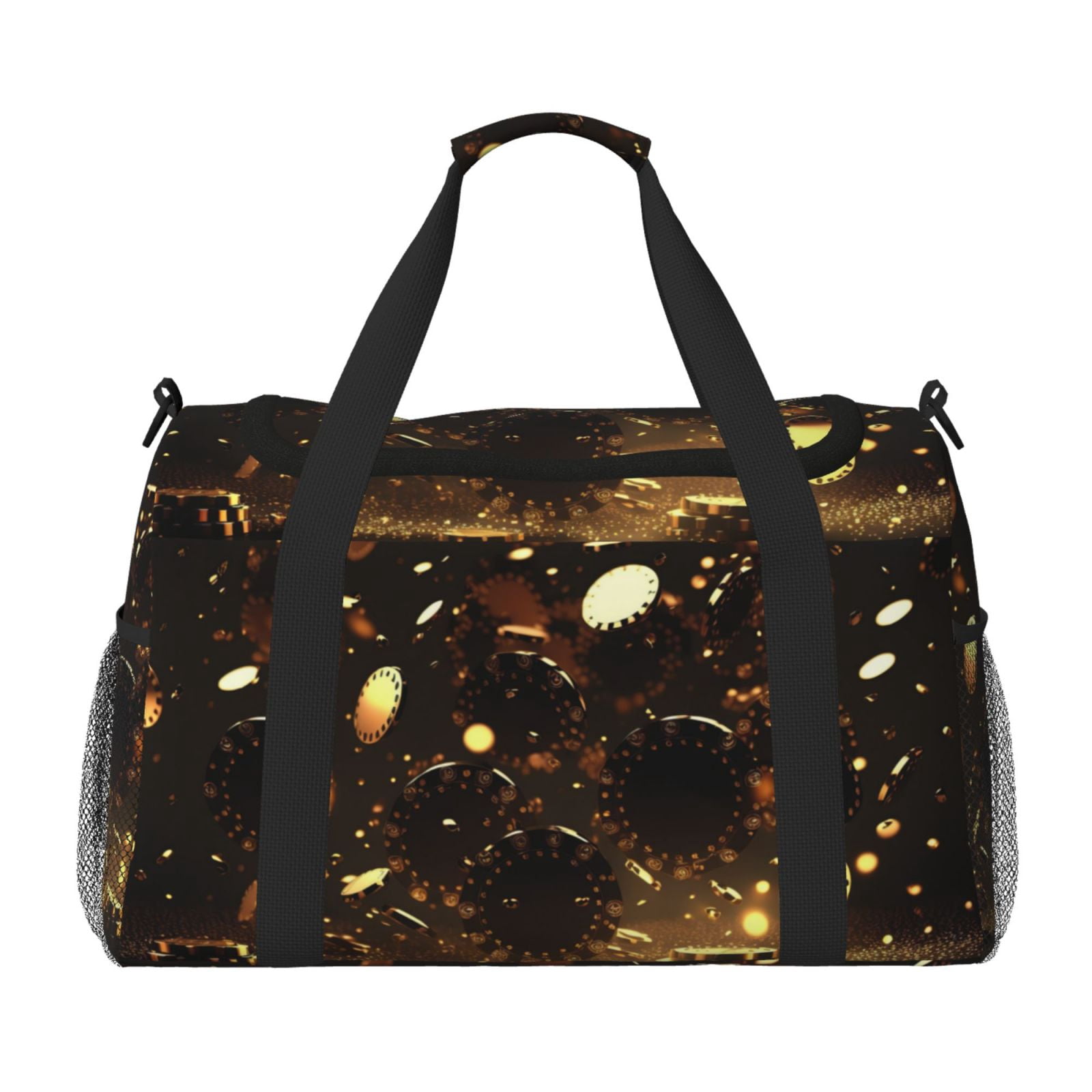 Fuzoiu Classical Golden Casino Print Travel Duffle Bag,Carry On Tote Bags,Duffel Bag,Sport Gym Bag, Hospital Bag for Labor and Delivery, Overnight Bag,Luggage Bag