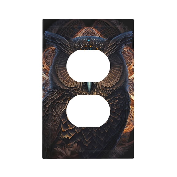 Fuzoiu Classical Style Brown Owl Print Single Duplex Outlet Cover Plate, Light Switch Cover, for Receptacle Light Switch, Switch Cover Decorative Wallplate-Style S