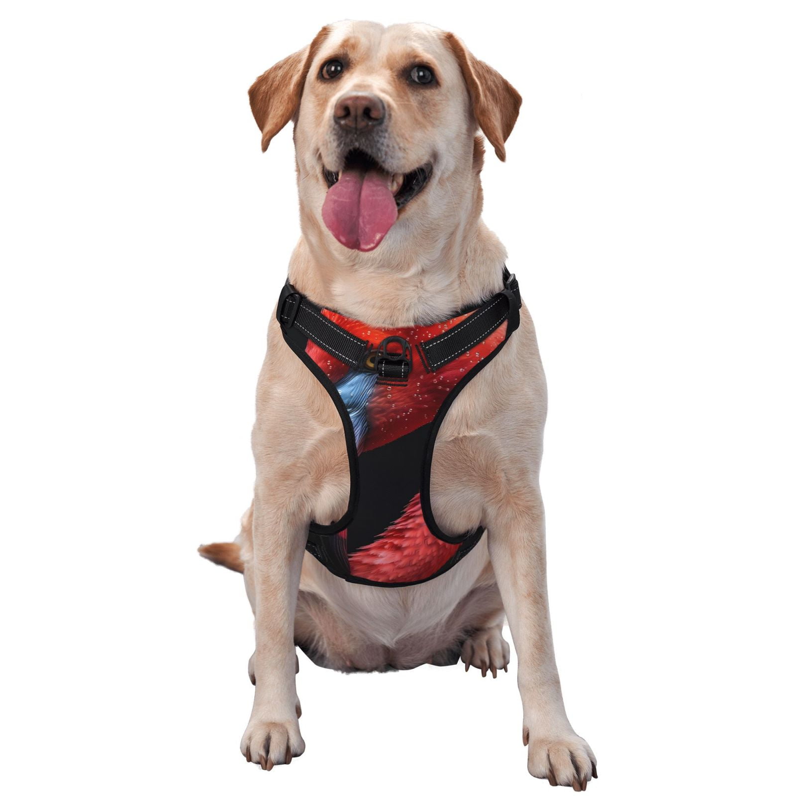 Fuzoiu Closeup Red Flamingo Portrait Print Reflective Dog Harness,Adjustable, Breathable Pet Vest,Dog Harness No Pull,No Choke Pet Vest for Small, Medium, and Large Dogs-Medium