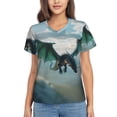 thumbnail image 1 of Fuzoiu Cloud Sky Green Dragon Print Women's Classic V-Neck T-Shirt, Short Sleeve V Neck Tees for Casual Everyday Wear,Casual Fit Tee,Summer Fashion Tops-XX-Large, 1 of 5