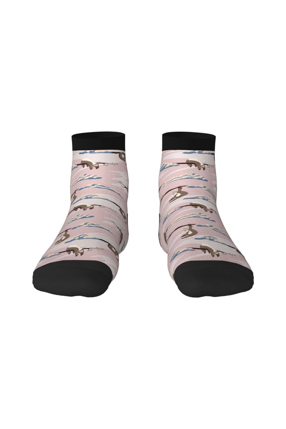 Cloud Sloth Print Adult Socks, Crew Moisture-wicking Socks, Unisex Cushion Crew Socks,Casual Sports Ankle Socks
