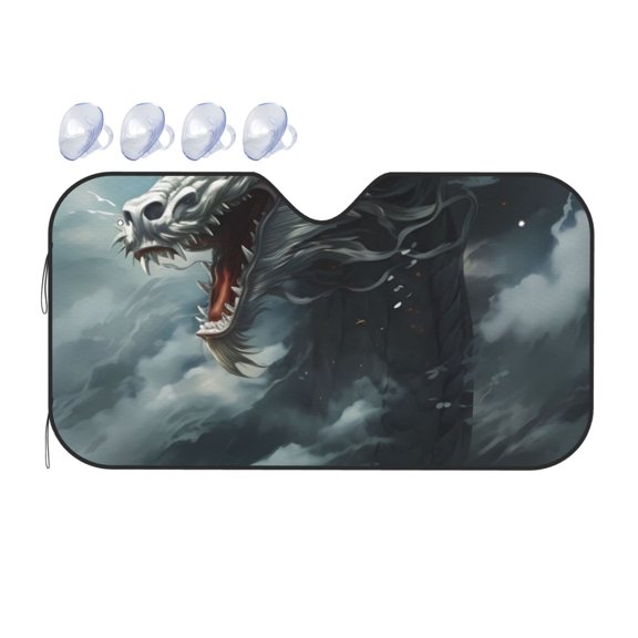 Fuzoiu Cloud White Dragon Print Car Windshield Sunshade,Foldable Reflective Sun Visor,Windshield Sun Shade,UV Rays Sun Visor Shade,Auto Front Sun Shield Shade-Small