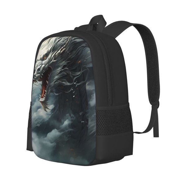 Fuzoiu Cloud White Dragon Print Large Capacity Backpack,Travel Backpack,Laptop Bag,College School Rucksack Bag,for School, Travel & Outdoor Activities