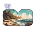 thumbnail image 1 of Fuzoiu Coastal Palm Beach Print Car Windshield Sun Shade,Block Uv Rays Sunshade,Foldable Front Window Sun Visor Protector for Car,SUV,Truck-Keep Vehicle Cool-Coastal Palm Beach, 1 of 8