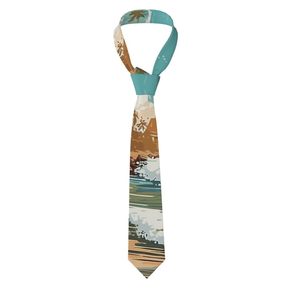 Fuzoiu Coastal Palm Beach Print Men's Necktie,Business Necktie,Mens Ties for Business Wedding Graduation