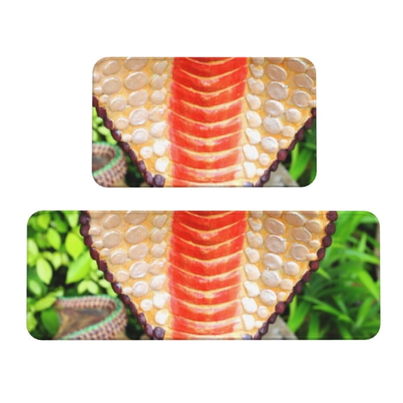 Fuzoiu Cobra Snake Print Kitchen Floor Mat 2 Sets,Kitchen Rugs and Mats,,Non Skid Waterproof Kitchen Floor Mat for Kitchen,Home Office,Sink,Laundry