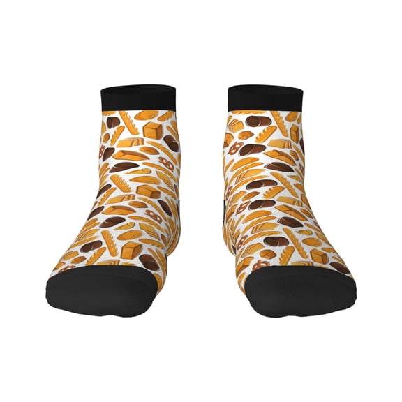 Fuzoiu Coffee Bun Hot Dog Print Adult Socks, Crew Moisture-wicking Socks, Unisex Cushion Crew Socks,Casual Sports Ankle Socks