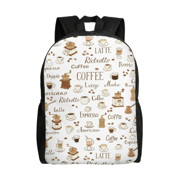 Fuzoiu Coffee Print Laptop Backpack,Work Business Backpacks, Large Capacity Nurse Bag College Bookbag for School, Waterproof Casual Daypack for Travel