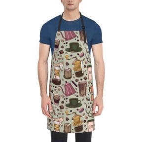 Fuzoiu Coffee pots cup Print Adjustable Waterproof Apron with Pockets,Waterproof Apron for Cooking, Gardening, and Art Projects
