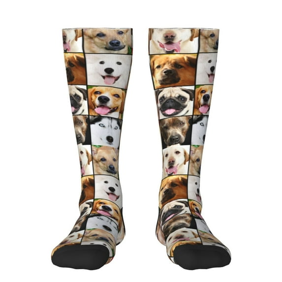 Fuzoiu Collage of different dogs Print Adult Stockings,Crew Socks,Unisex Fashion Socks, Casual Sports Socks,Comfortable Crew Socks for Everyday Wear and Sports