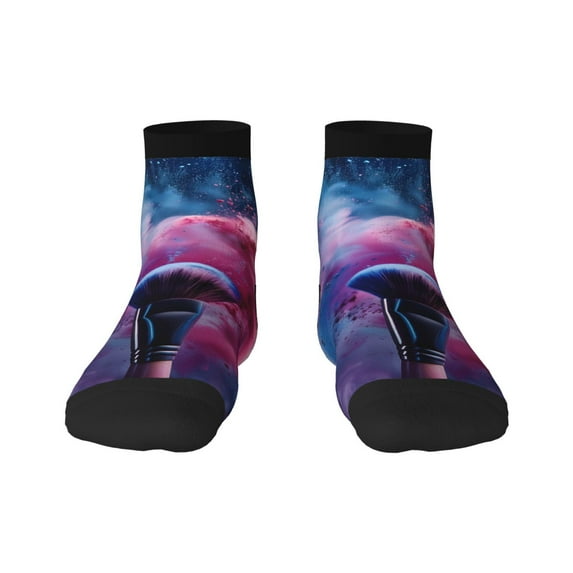 Fuzoiu Color Explosion Makeup Brush Print Adult Socks, Crew Moisture-wicking Socks, Unisex Cushion Crew Socks,Casual Sports Ankle Socks