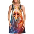 thumbnail image 1 of Fuzoiu Color Splash Fox Portrait Print Women's Sleeveless Dress,Summer Dresses for Women,Casual Sundresses,Beach Sleeveless T-shirt Swing Dress with Pockets, 1 of 7