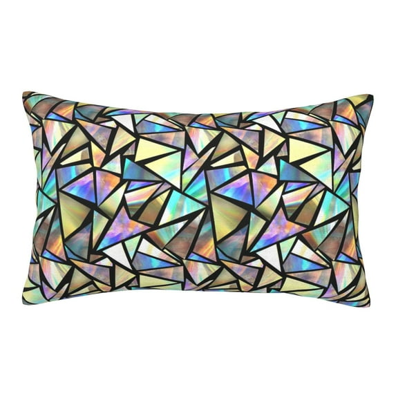 Fuzoiu Colored Glass Print Fuzzy Pillowcases, Super Soft Pillow Case Cover with Zipper for Bedroom, Sofa, Couch,Cozy Pillow Shams for All Seasons-16"x24"