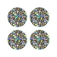 thumbnail image 1 of Fuzoiu Colored Glass Print Leather Coasters Set,Drink Coasters Set of 4,for Tabletop Protection, Durable PVC Coasters,Home Décor and Housewarming Gift-Round Shape, 1 of 6