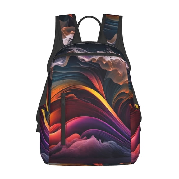Fuzoiu Colorful Abstract Wave Motion Print Lightweight Daypack,Weekender Bag for Men and Women, Travel Backpack with Padded Straps for School, Travel & Work