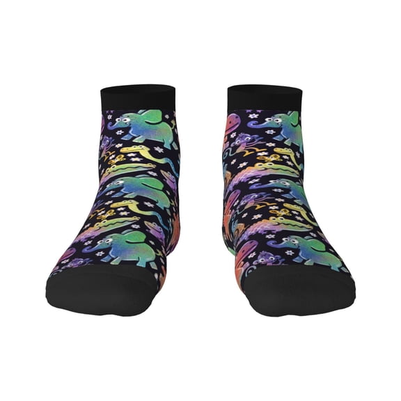 Fuzoiu Colorful Animals Print Adult Socks, Crew Moisture-wicking Socks, Unisex Cushion Crew Socks,Casual Sports Ankle Socks