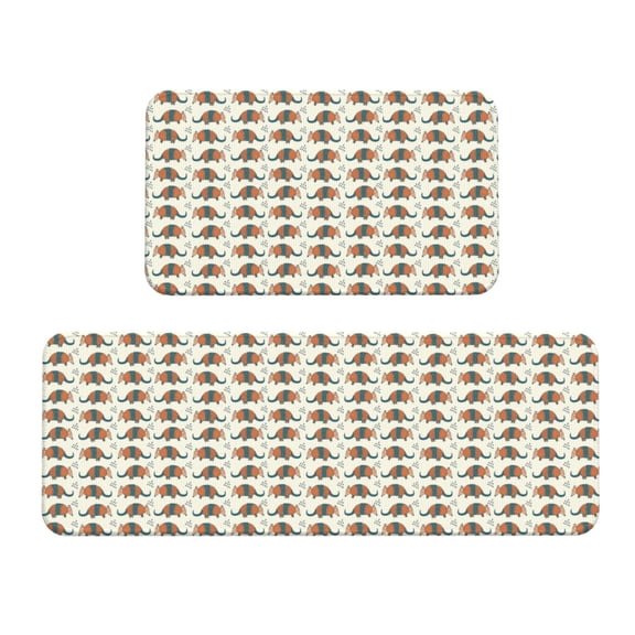 Fuzoiu Colorful Armadillos Print Kitchen Floor Mat 2 Sets,Kitchen Rugs and Mats,,Non Skid Waterproof Kitchen Floor Mat for Kitchen,Home Office,Sink,Laundry
