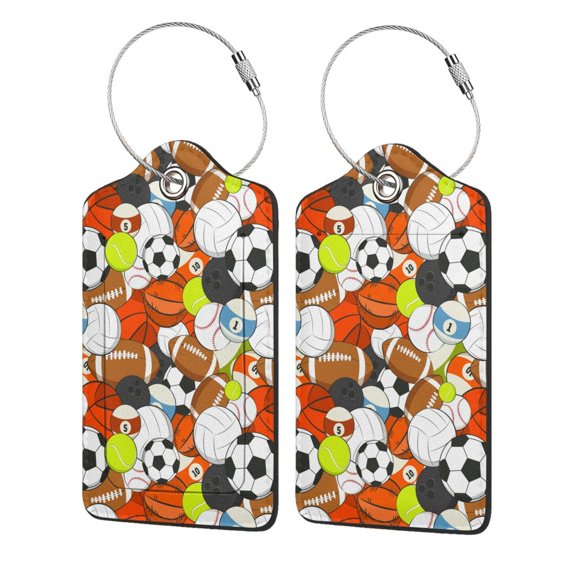 Fuzoiu Colorful Balls Print Premium Leather Luggage Tag,Travel Accessory,Luggage Tag for Suitcase Baggage Handbag Travel Bag,Name Card & Privacy Cover-4 PCS