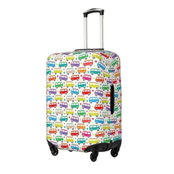 Fuzoiu Colorful Bus Print Suitcase Cover,Washable Luggage Covers for Suitcase,Elastic Luggage Protector Cover,Scratch Resistant Travel Suitcase Covers-Small
