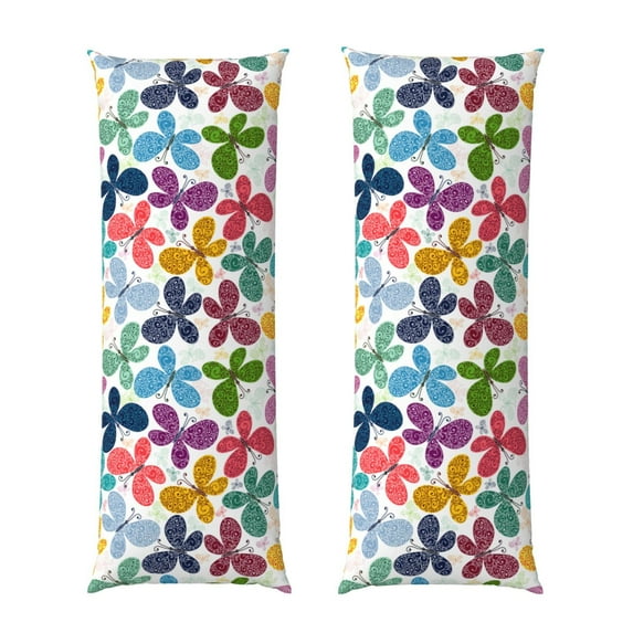Fuzoiu Colorful Butterflies Print Body Pillowcase 20x54 in,Long Pillow Case, Microfiber Body Pillow Cover, Soft and Breathable Pillowcase