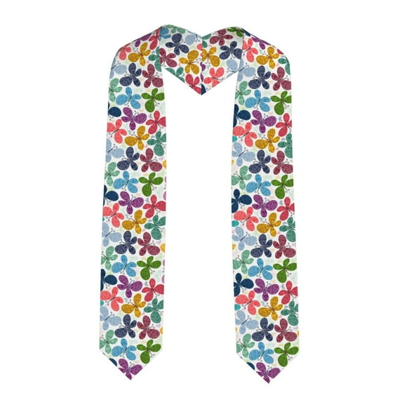 Fuzoiu Colorful Butterflies Print Graduation Sash,Graduation Stole,Unisex Adult Graduation Stole Shawl 91" Long,for Academic Commencements Shawl-Sharp Corner